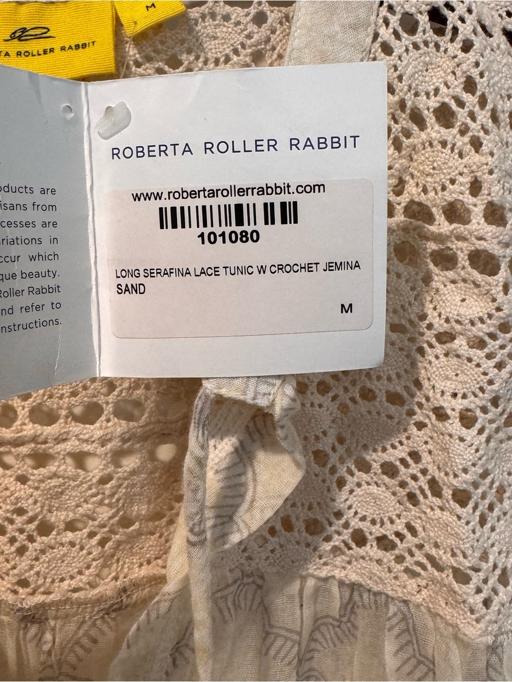 Roberta Roller Rabbit Women's Cream Crochet Yoke Maxi Dress cover up or dress. - Picture 3 of 3